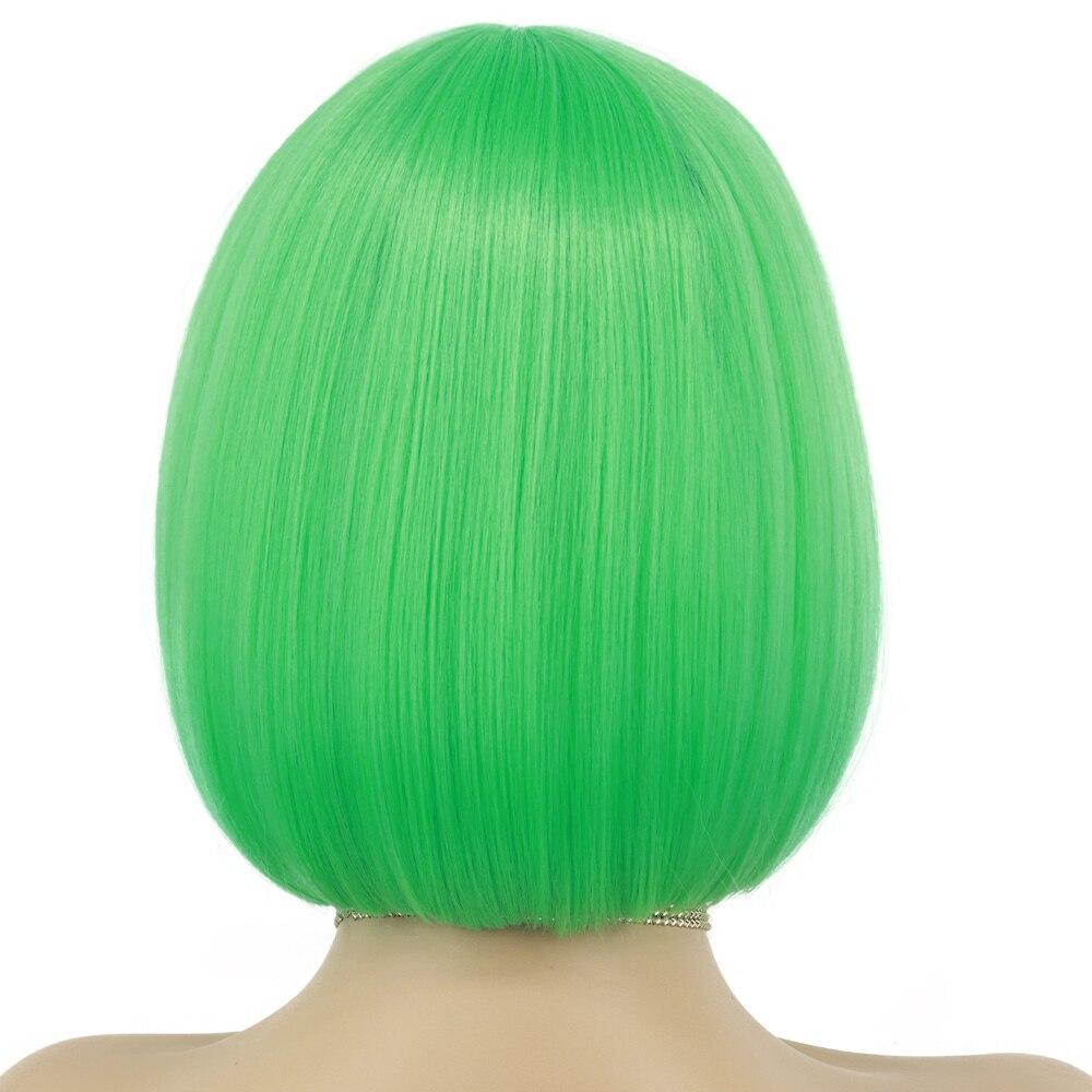 MISSQUEEN Женский модный зеленый прямой короткий парик Боб с челкой из синтетического волокна, зеленый парик для косплея на Хэллоуин