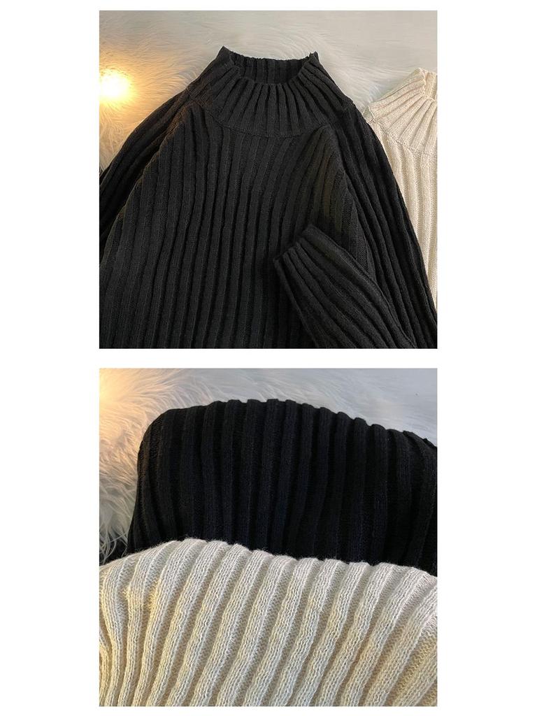 Унисекс свитер с высоким воротником в гонконгском стиле для зимы: Универсальный пуловер в стиле Харадзюку.