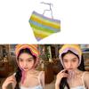 Cute Colorful Hair Bandana Knitted Head Kerchief Women Bandana Handmade Crochet Hair Scarf Triangled Headband with Ties