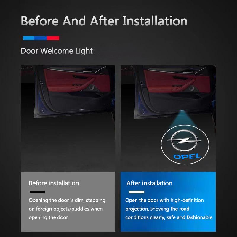 2 шт. Светодиодный светильник приветствия на дверь автомобиля Проектор логотипа автомобиля Для Opel Astra G H J K F Corsa D Zafira B Insignia Mokka Regal