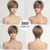 HAIRCUBE Парики спереди на шнуровке Ombre Коричневые человеческие волосы Remy Пепельно-коричневые волосы со стрижкой пикси с челкой Короткий прямой парик для женщин Боб Человеческий парик