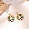 Long Tassel Oriental Idyllic Exquisite And Cute Cartoon Panda Bamboo Diamond Earrings Girl Stud Earrings