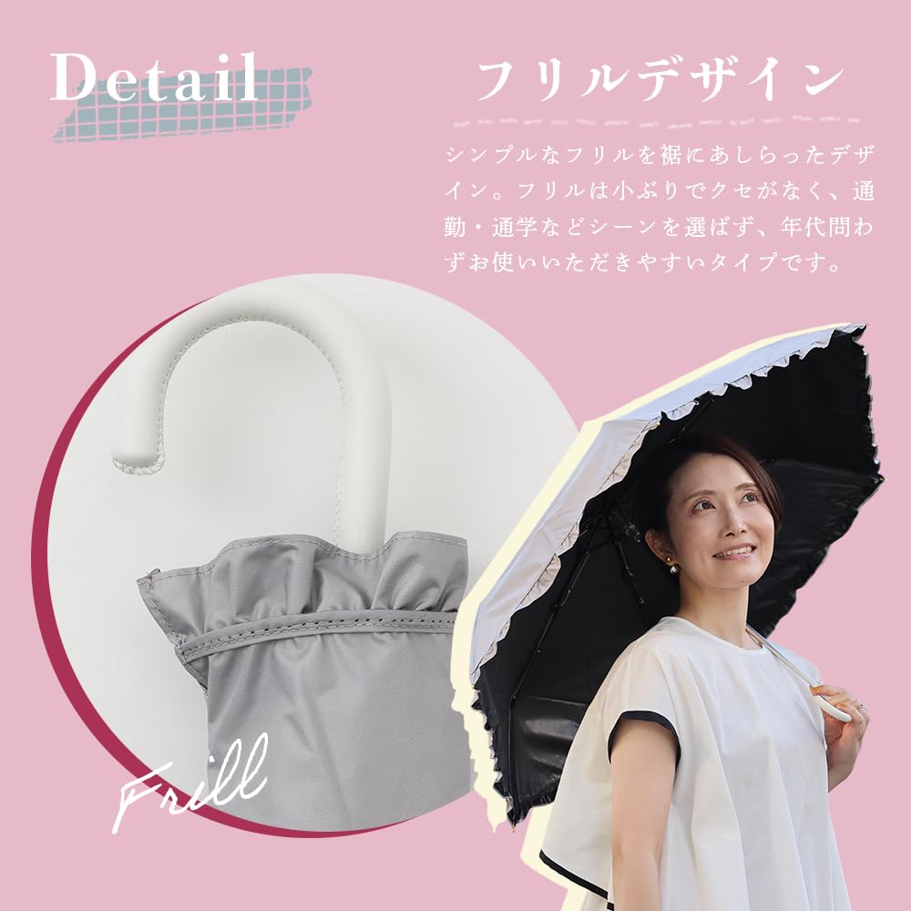 Ogawa Складной УФ Подходящий для Дождя или С оборками Идеальный Подарок для или любого другого особенного LINEDROPS 57439 Женский Зонт, 99,9% Защита, Белый, Блеск,