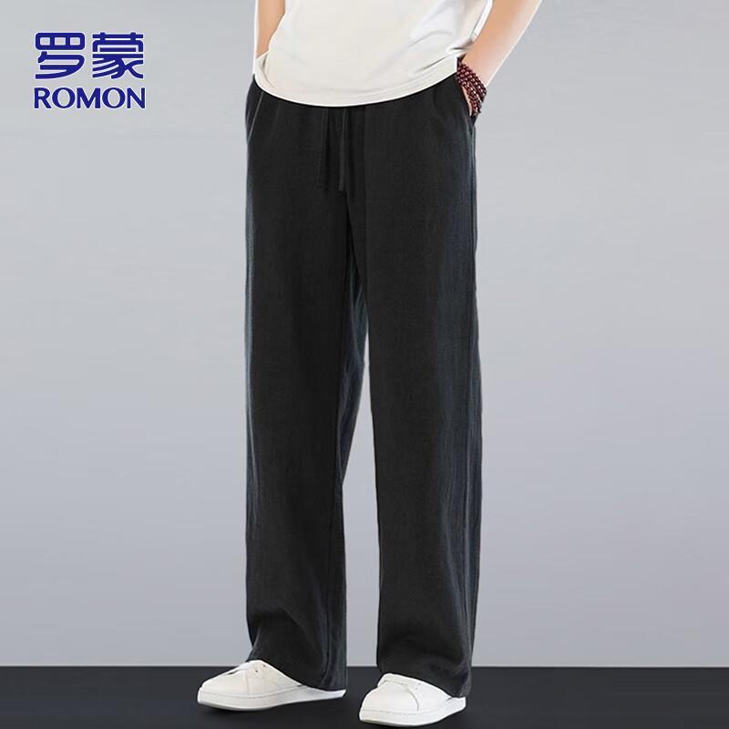 ROMON Мужские летние свободные льняные повседневные длинные брюки