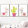 Декоративные принты и постеры для детской комнаты, мультяшная лама, кактус, холст, картина, милое животное, альпака, картина, украшение на стену для детской комнаты