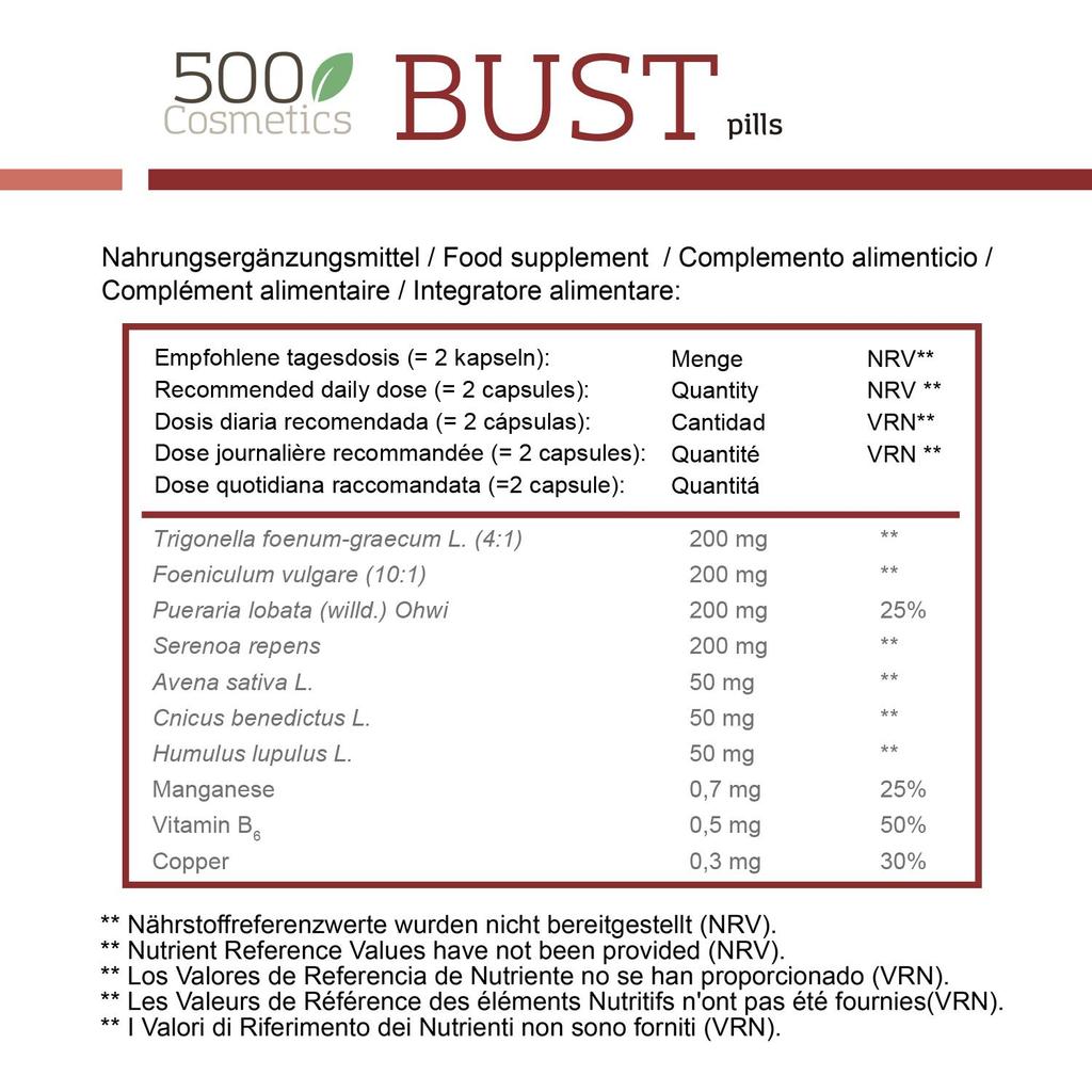 500Cosmetics BUST PILLS, капсулы для укрепления и увеличения груди.