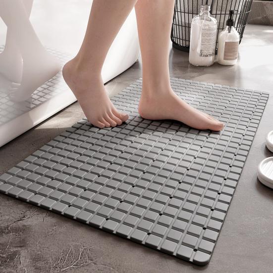 Bathroom Shower Pad with Drain Holes 3D Grid Texture Bathtub Gasket Anti-Slip Protection for Shower Bath Toilet Crack-Resistant Bathtub Mat