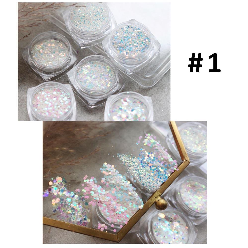6 коробок блестящая Золотая блестящая пудра для дизайна ногтей с блестками, хромированный пигмент, голографический кристалл, алмаз, шампанское, чешуйки, пудра для украшения ногтей