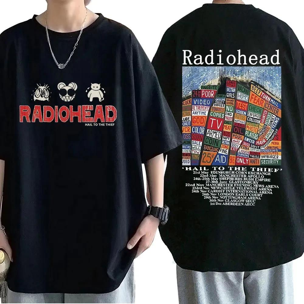 Винтажная футболка с принтом рок-группы Radiohead для мужчин 100% хлопок Хип-хоп The Bends Печать музыкального альбома Футболка Оверсайз Топ