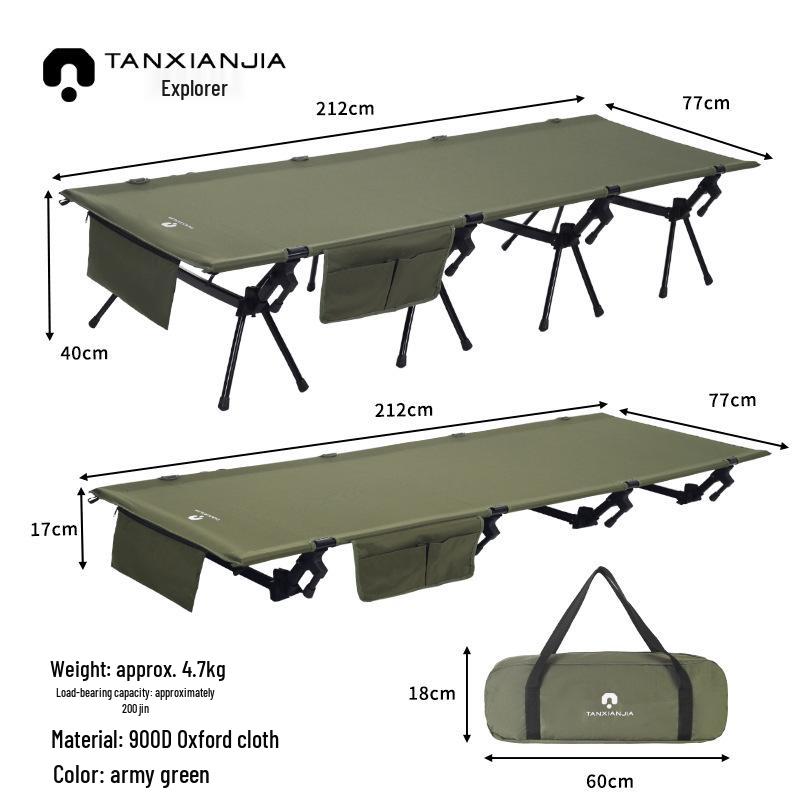 78cm Wide Portable Folding Camping Bed, Aluminum Alloy, Lightweight, for Outdoor & Office Nap