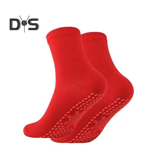 1 пара носков с подогревом, сохраняющих тепло ног 24 часа, силиконовые подошвы, средней длины, высокоэластичные, однотонные спортивные носки, удобные носки для холодной погоды