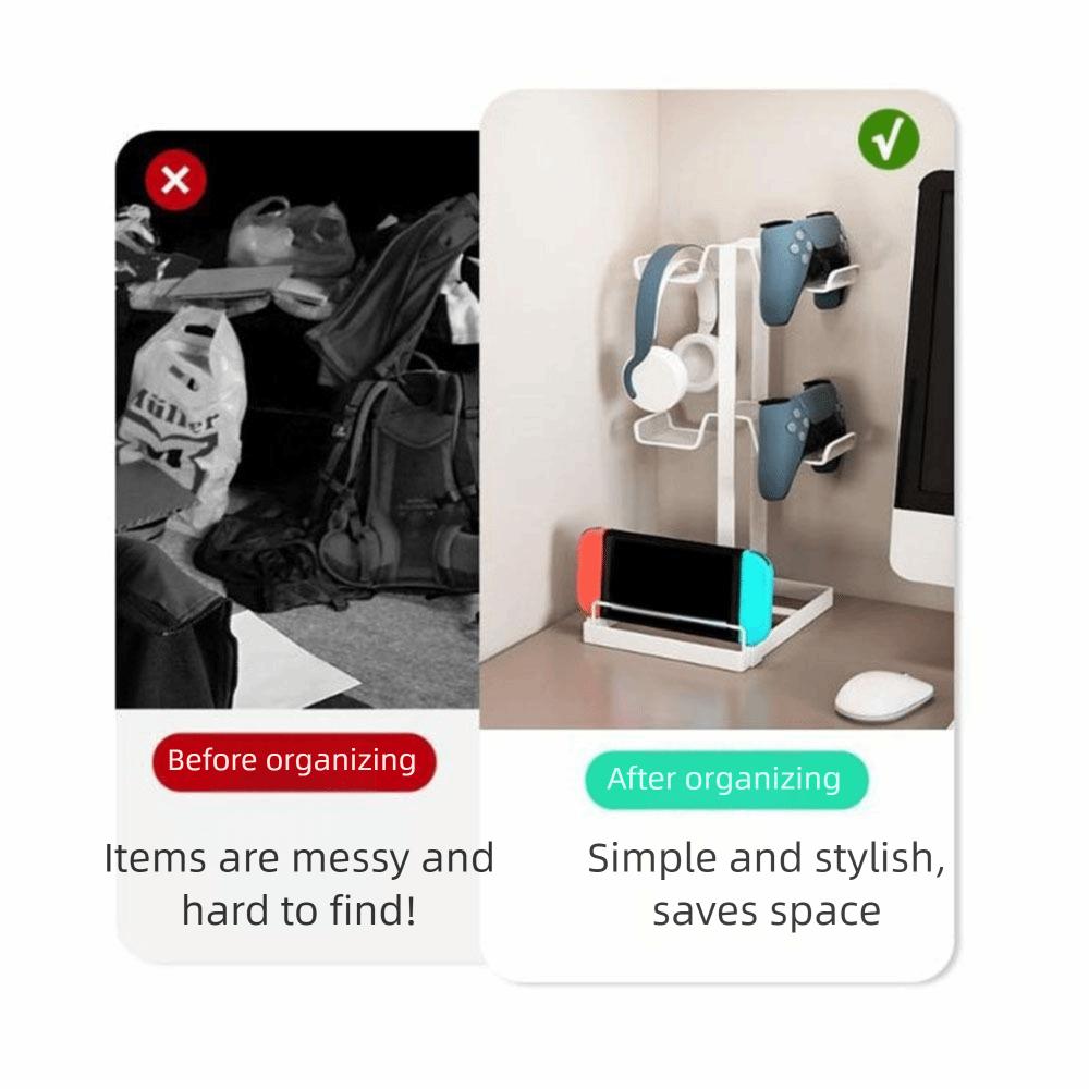 Железный держатель для игрового контроллера, совместимый с наушниками, большой вместимости, подставка для геймпада, компактный, многоярусный