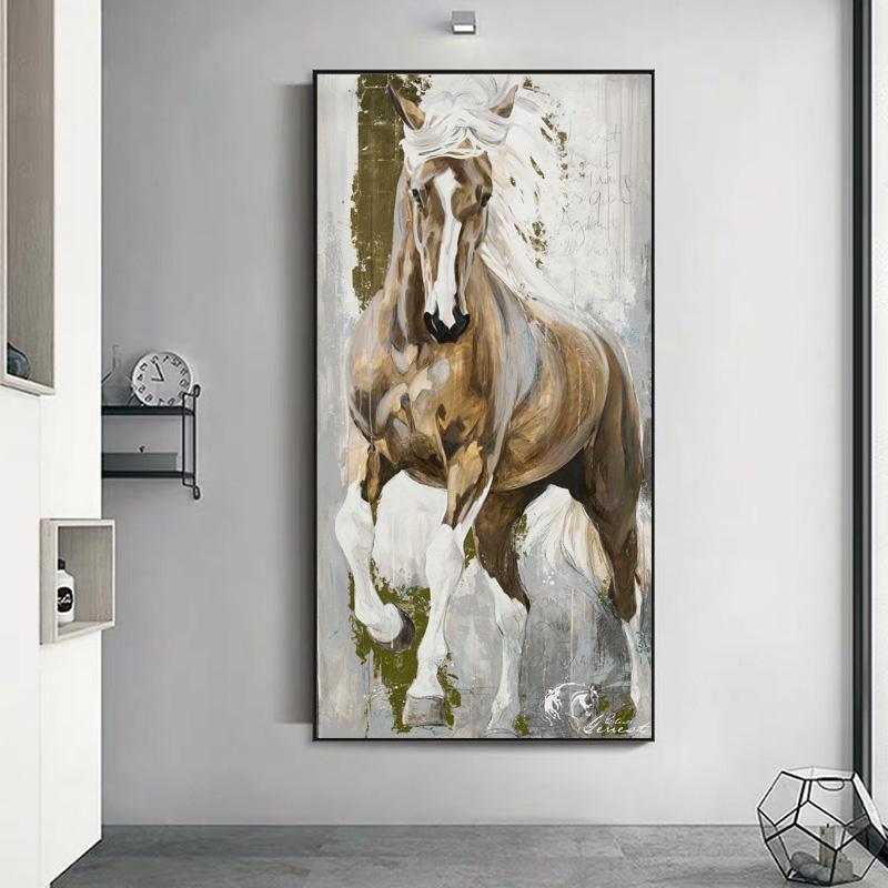 Horse Oil Paintings Printed On Canvas Animal Posters And Pictures Wall Art For Living Room Entrance Porch Home Decor No Frame