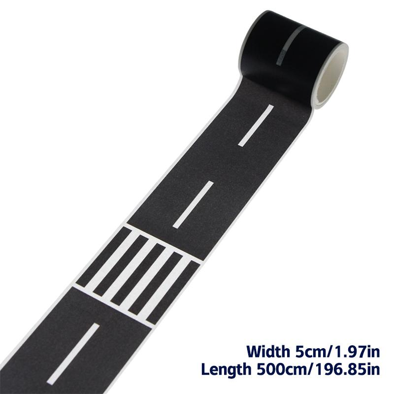 1Roll 5M 1:12 Dollhouse Road Traffic Railway Track Scene Tape Sticker Miniature Parking Scene Curve Sticker Model Decor Toy