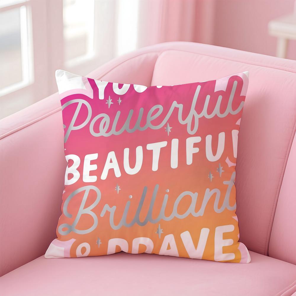 PPersonalized quotes Cushion Cover Pillow Case Soft Friendly Fabric Concealed Zipper