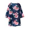 Women Floral Leopard Print Half Sleeve Shawl Cardigan Bikini Cover Up Blouse Top