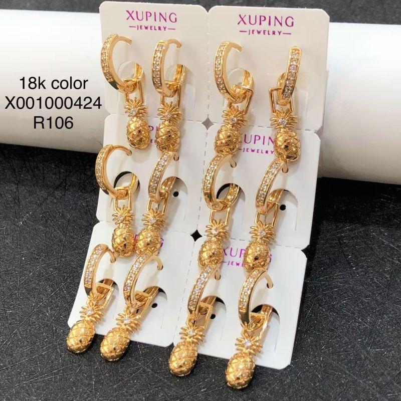 Ювелирные изделия Xuping, серьги-гвоздики, серьги-клипсы из сплава с покрытием k-цвета, с мульти-цирконами, в европейском и американском стиле, модные и универсальные серьги.