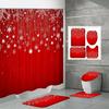 4PCS  Shower Curtain Sets With Shower Curtain And Rugs Toilet Lid Rug U Shape Mat And Bath Mat Bathroom Set  With 12 Hooks