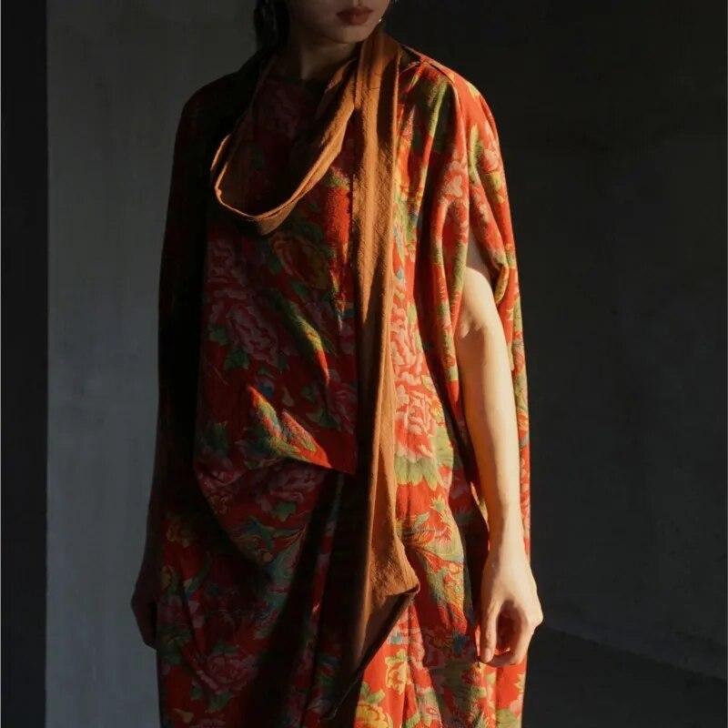 Johnature Женские винтажные нерегулярные платья с круглым вырезом без рукавов и цветочным принтом, летнее женское платье в китайском стиле