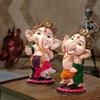 Handcrafted Resin Little Standing Ganesha Statues for Home Decor - (Set of 2 Piece, Multicolor)