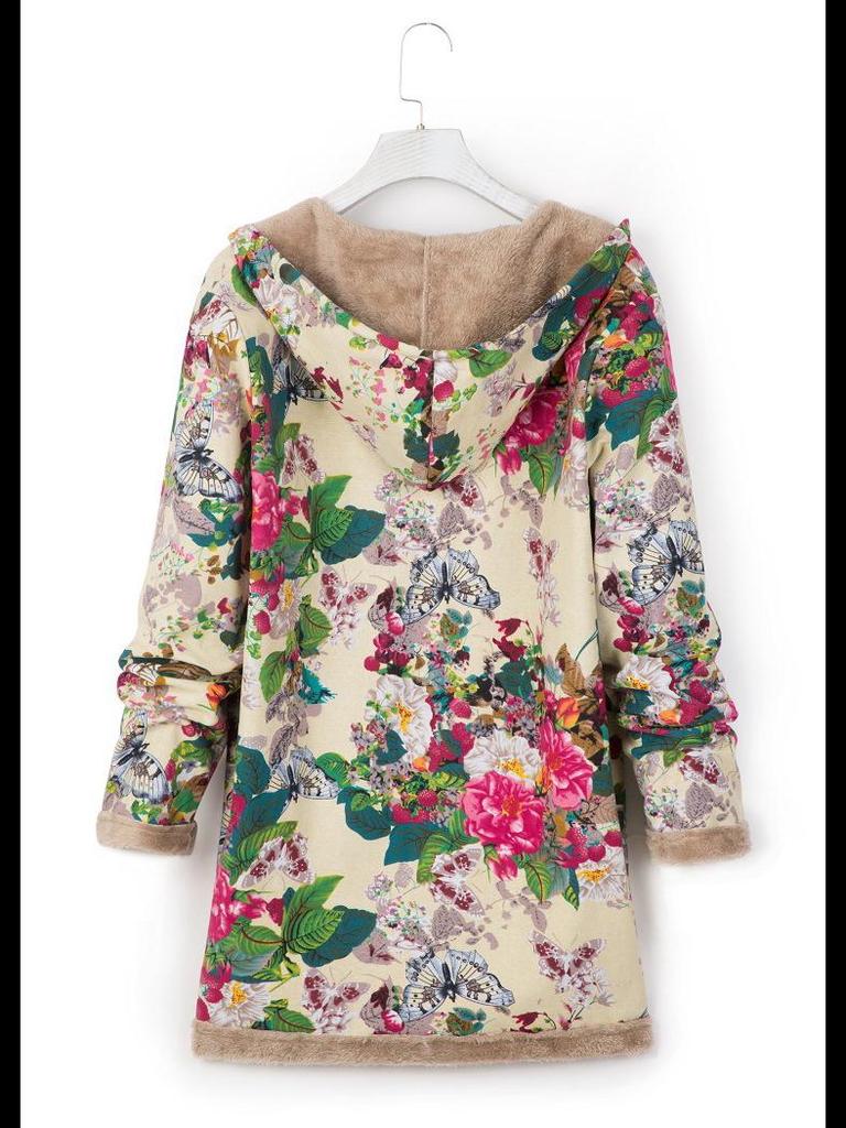 Зимняя женская толстовка с капюшоном и принтом 2023 года с теплой плюшевой подкладкой