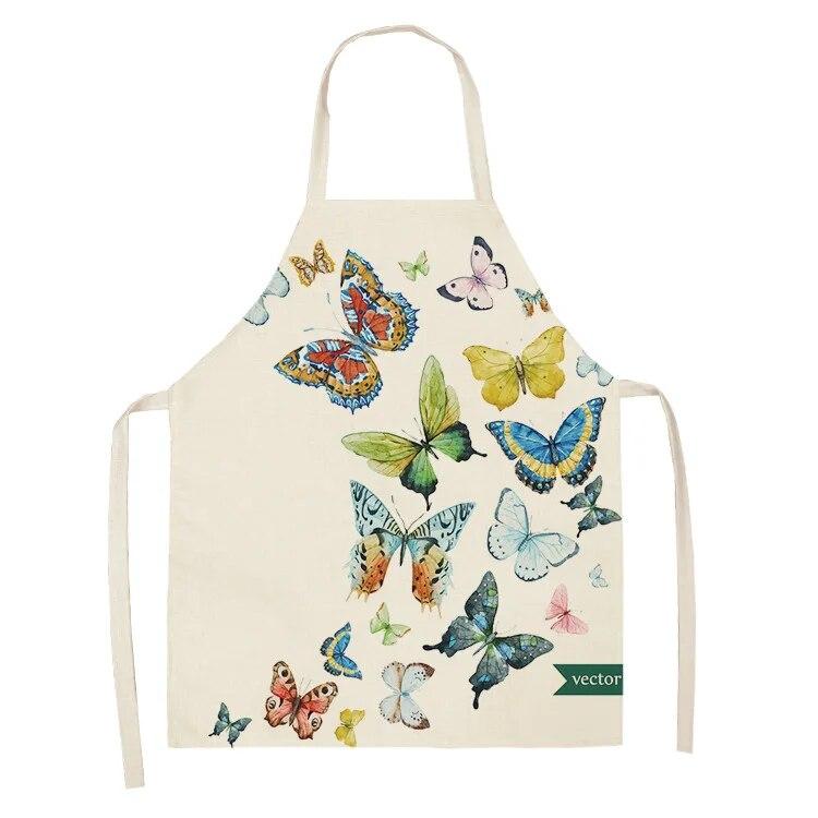 Женский милый детский мультяшный розовый садовый фартук, аксессуары для приготовления пищи, домашний декор, льняной кухонный фартук с анютиными глазками