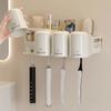 Wall Mounted Toothbrush Holder Set No Drilling - Auto Toothpaste Dispensers Bathroom Toothpaste Cup Holder Hooks Simple Instal