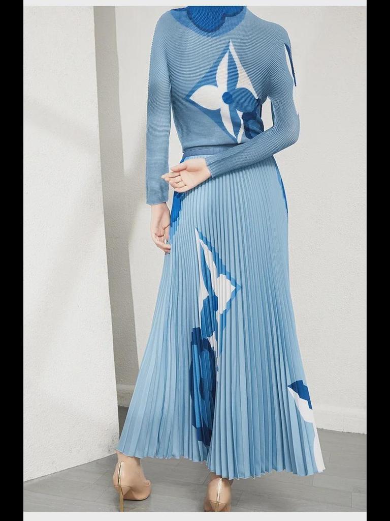 Женский костюм-двойка с плиссированной юбкой в стиле ретро, весна/осень 2024 г.