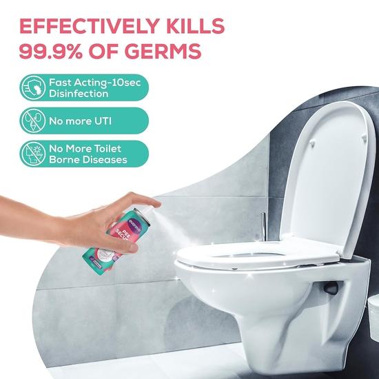 Evereve Pee Secure Toilet Seat Sanitizer Spray Combo, упаковка из 2 штук, 100 мл, со вкусом лимона и жасмина, снижает риск ИМП, уничтожает микробов в туалете
