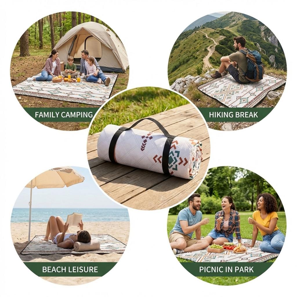 Camping Ground Mat With Ultrasonic Welding Technology Waterproof Foldable For Outdoor Use
