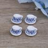 15Pcs Portable Blue Flower Tableware Porcelain Coffee Tea Cups  Universal 1:12 Dollhouse Miniature
