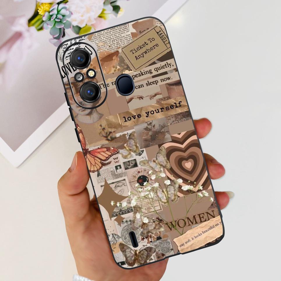 For ITEL A58 ITEL A49 Back Cover Jelly Stylish Beauty Pattern Printed Phone Case For ItelA48 A 49 Soft Black Matte Silicone Etui