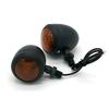 New 4x Universal Classic Black Metal Motorcycle Turn Signal Indicator Light Lamp Bulb For Harley Cafe Racer