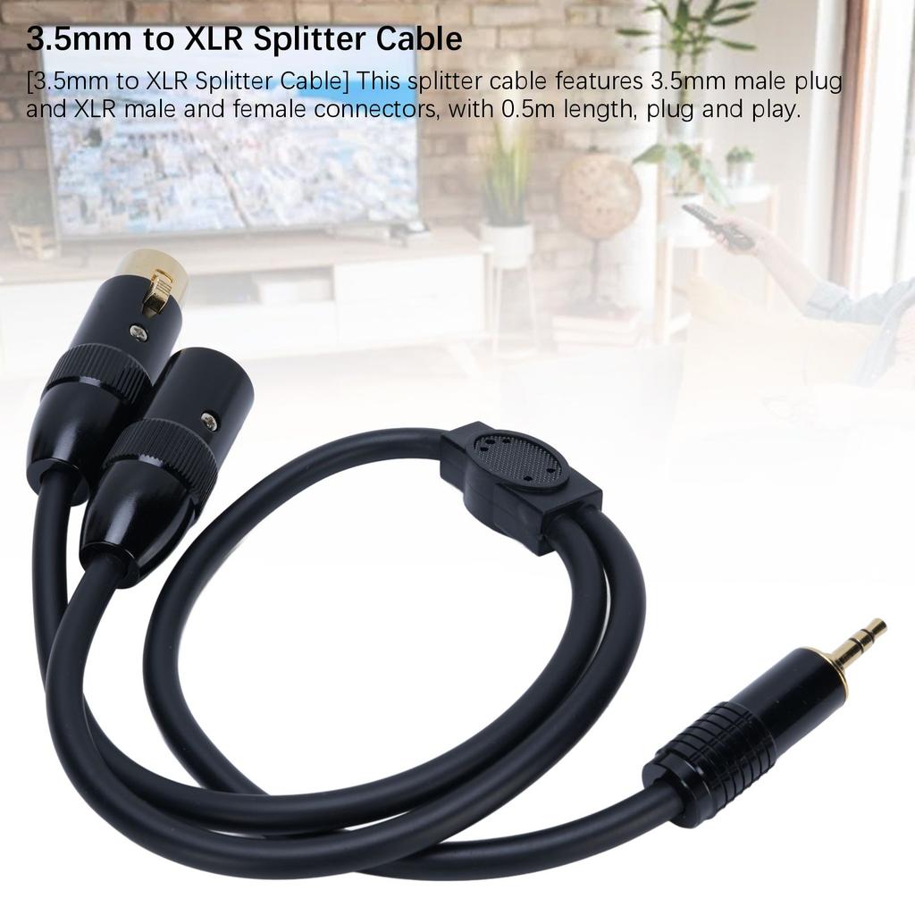 Разветвительный кабель 3,5 мм на XLR, длина 0,5 м, стерео штекер 3,5 мм на 3-контактный разъем XLR типа «папа» и «мама», кабель