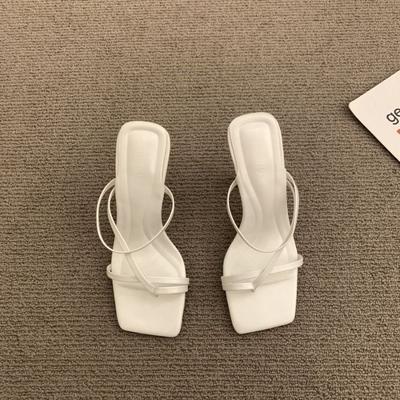 Летние женские туфли на высоком каблуке, нескользящие, женская обувь с открытым носком, праздничные туфли, квадратный носок, женские тапочки, роскошные Chanclas De Mujer