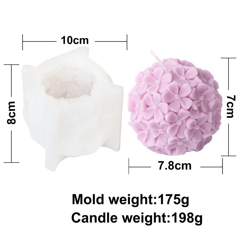 Flower Ball Silicone Candle Molds Aromatherapy Crafts Candles Spherical Flower Relief Resin Mold for Handmade Wedding Souvenirs