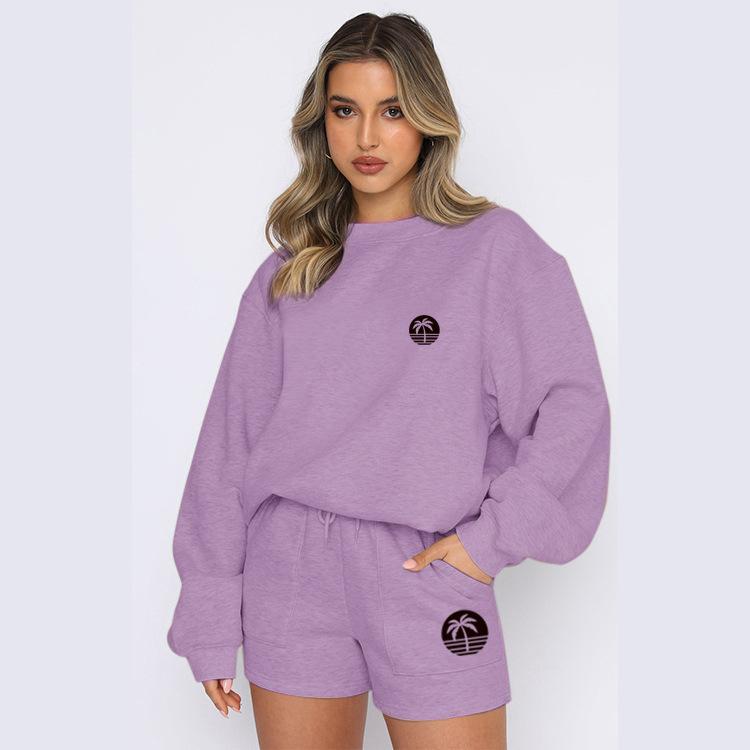 2026 autumn and winter new American Spice Girl gray crew neck shorts sweater jacket small casual suit