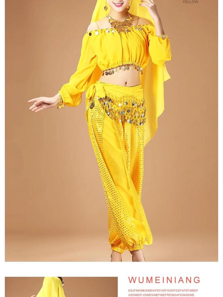 Женский индийский костюм для танца живота с длинным рукавом для выступлений и практики