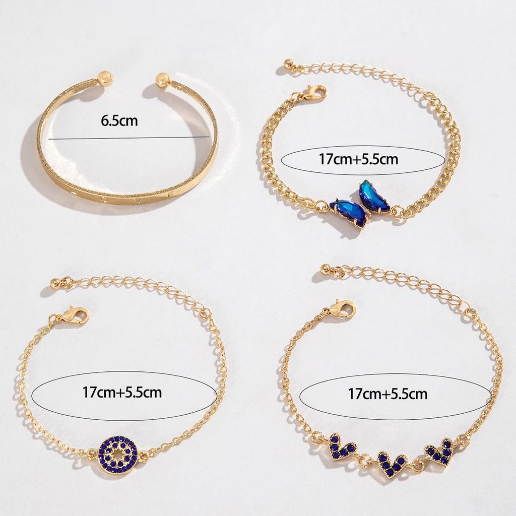 Браслет Cross Border Jewelry Blue Butterfly Inkstone Hollow для женщин, набор из четырех браслетов с геометрическим узором