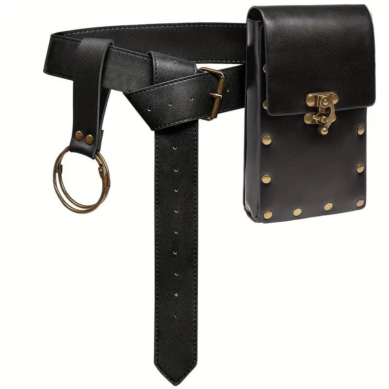 Steampunk Leather Phone Bag - Medieval Belt Accessory for Renaissance Cosplay