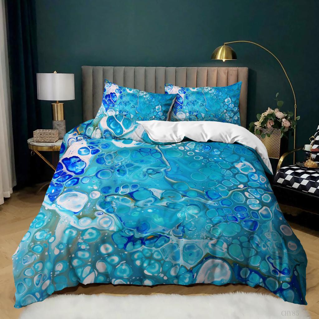 Home Textile Marble Texture Three-Piece Gradual Change Quilt Cover Digital Printing Bedding