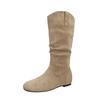 Women's Camel Suede Thigh-High Slouch Boots - Autumn/Winter 2025 Fashion, Flat Heel, Wide Calf, Round Toe