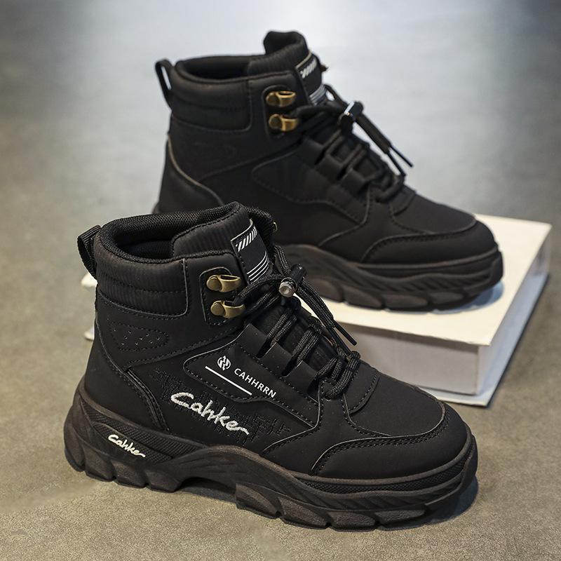 Детские ботинки мартин для мальчиков, ботинки для детей среднего и старшего возраста, нескользящие кожаные ботинки для улицы, осенне-зимние ботинки в стиле милитари, студенческие