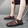 Fashion Retro Style Men Summer Leather Sandals Comfortable Leisure Handmade Leather Sandals Casual Flats Stylish Breathable Beach Shoes