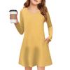 Girls' Long Sleeve Dress - Solid Color Pocket Dress