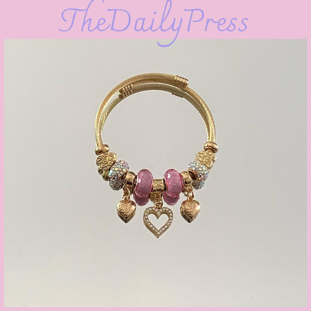 Fashion Heart Charm Bracelet With Adjustable Waterfall Style For Giftgiving