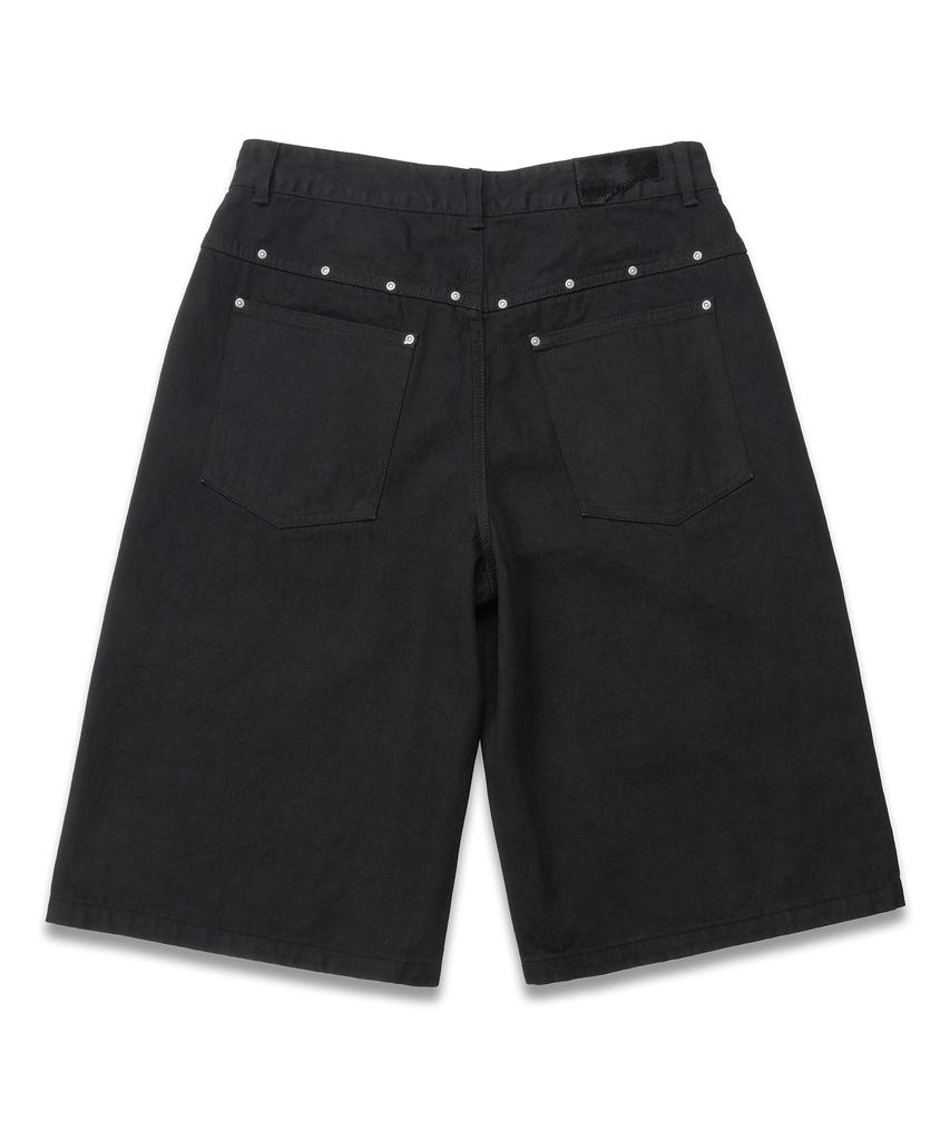 DOFFJASON [Unisex] Rivet Denim Bermuda Pants Black