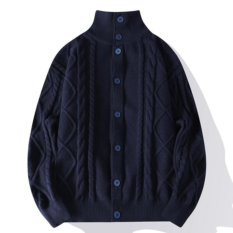 Осенне-зимняя мода Жаккардовая свободная водолазка Вязаная куртка для молодежи Повседневный вязаный свитер