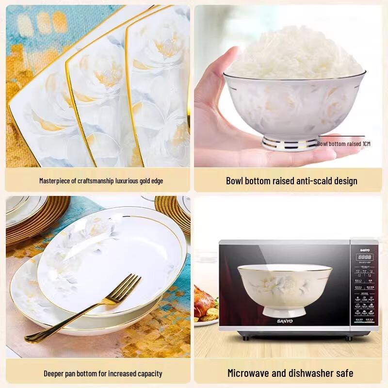 Набор керамических чаш на высокой ножке, расписанных золотом, Tian YAJING, Jingdezhen