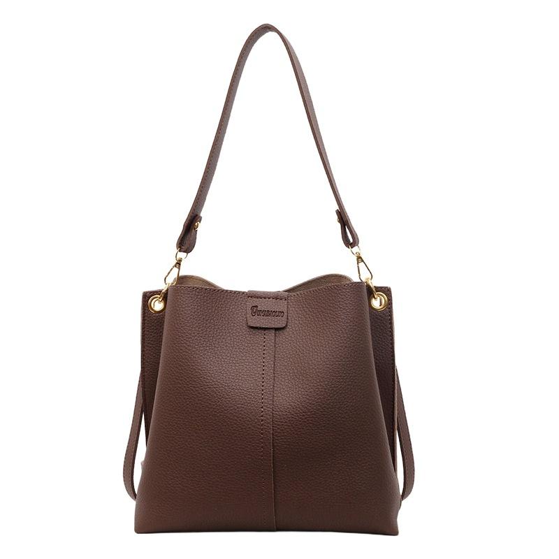 Large-capacity Bucket Bag Women's New Fashionable Autumn Versatile Broadband Shoulder Bag Simple Texture Messenger Bag
